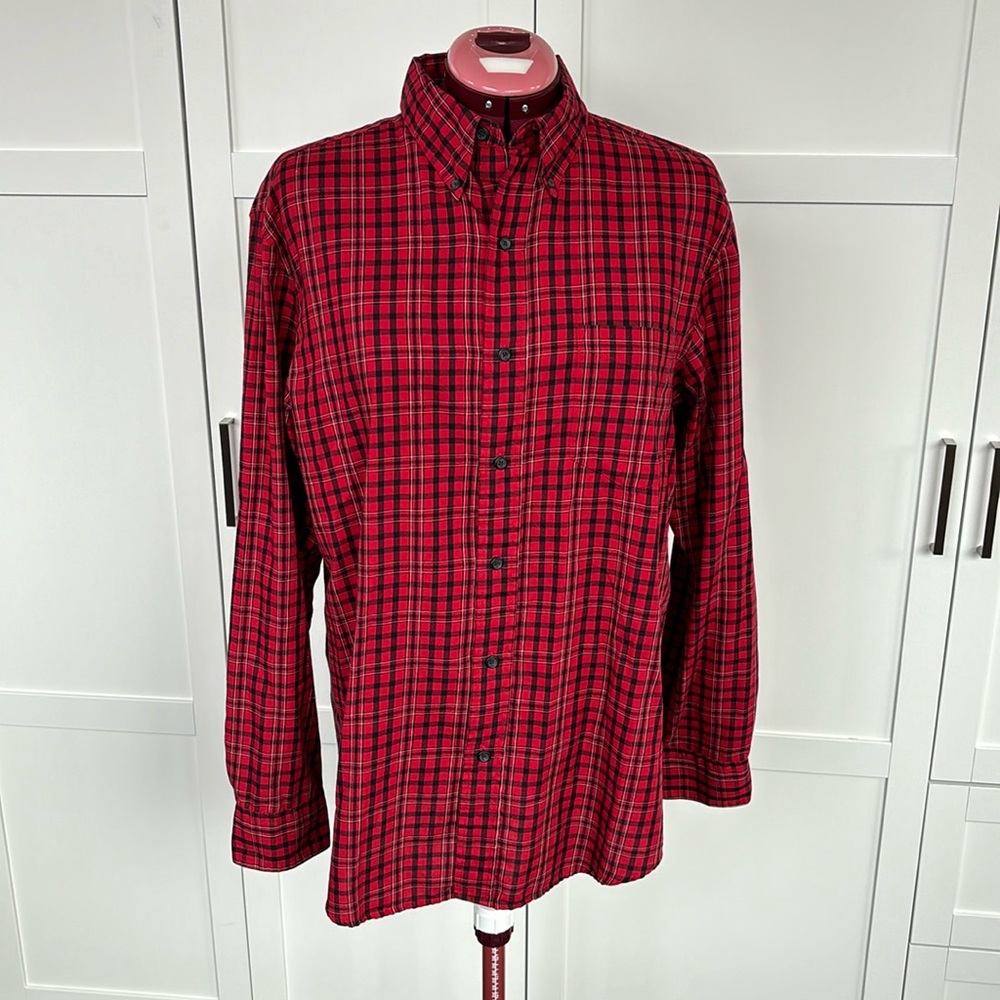 Red and Black Plaid Chaps Button Down Shirt